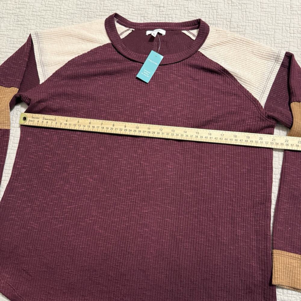 Maurices Colorblock Ribbed Raglan Tee Size XL - Picture 4 of 8